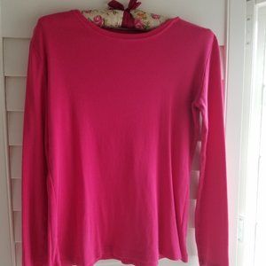 Long Sleeve Ultimate Tee by Cherokee XL Pink Barbiecore Pink Fashion